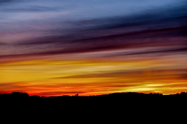 sunset, silhouette, landscape